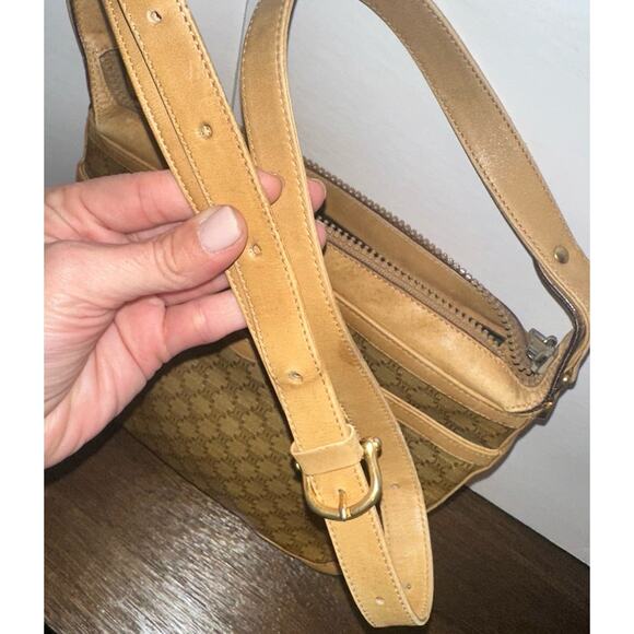 Authentic CELINE Macadam Canvas Shoulder Bag crossbody PVC Beige Gold BA4269 - Picture 14 of 15